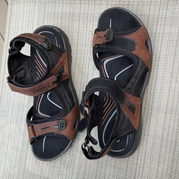 ECCO preceptor Mens Size 11 Outdoor Sandals Brown Leather Adjustable Hiking EU45 main image 14